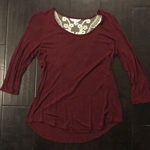 Medium maroon and lace back detail shirt